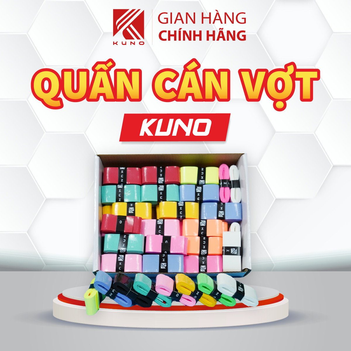 Mô tả Quấn Cán Vợt Cầu Lông KUNO, Bề Mặn Mịn, Mỏng, Bám Tay Và Cảm Vợt Tốt, Chống Trơn Trợt QC05 - 1
