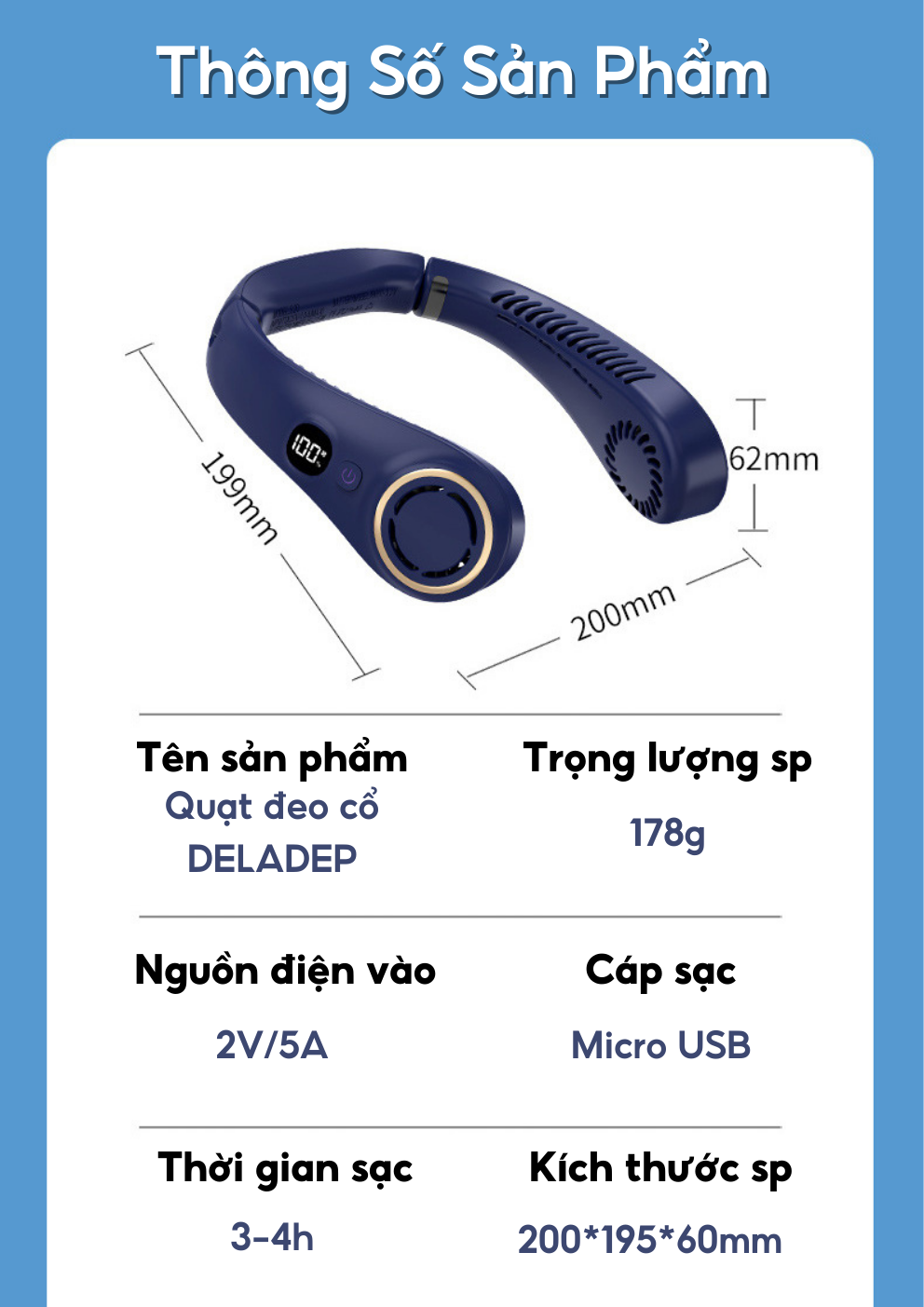 Mô tả Quạt Đeo Cổ HOKU Tích Điện Không Cánh Siêu Mát 360 Độ 3 Chế Độ Mát Sử Dụng Lên Đến 16H Chính Hãng QDC03 - 1