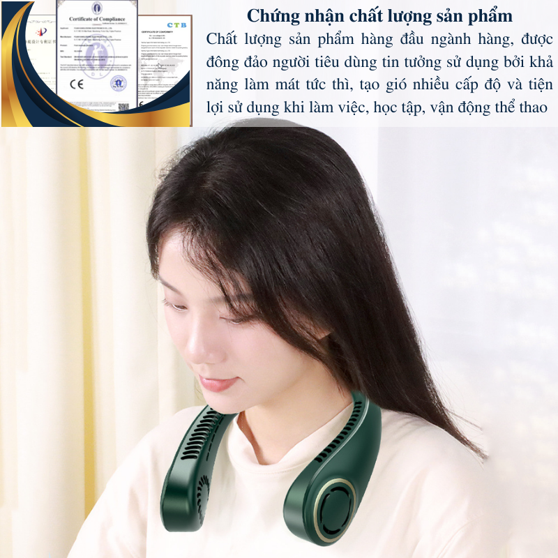 Mô tả Quạt Đeo Cổ HOKU Tích Điện Không Cánh Siêu Mát 360 Độ 3 Chế Độ Mát Sử Dụng Lên Đến 16H Chính Hãng QDC03 - 2