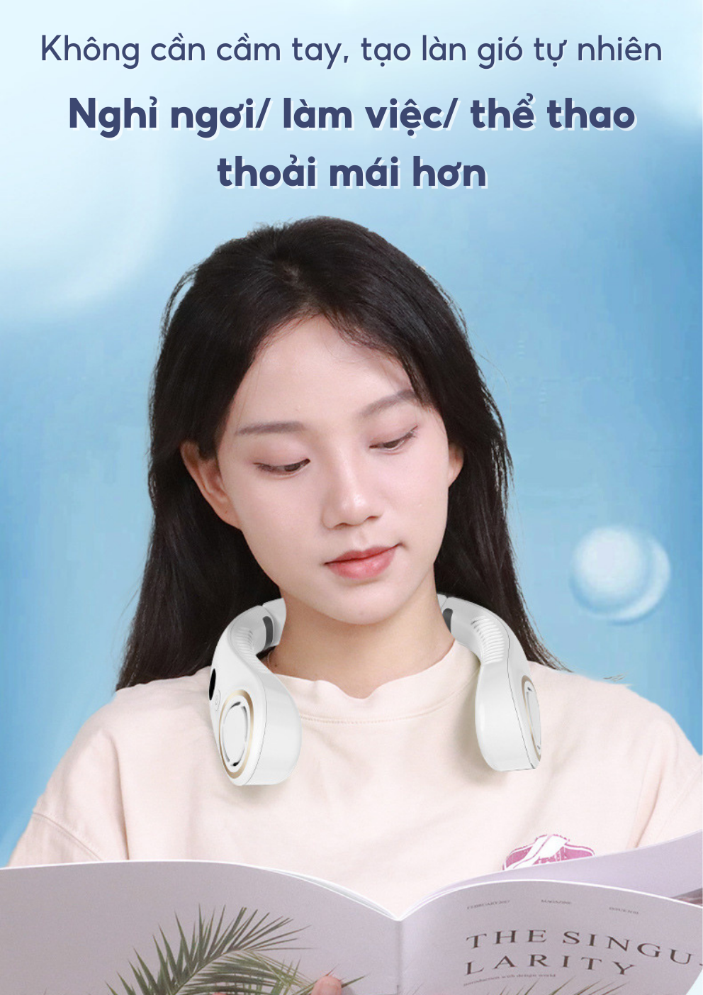 Mô tả Quạt Đeo Cổ HOKU Tích Điện Không Cánh Siêu Mát 360 Độ 3 Chế Độ Mát Sử Dụng Lên Đến 16H Chính Hãng QDC03 - 3