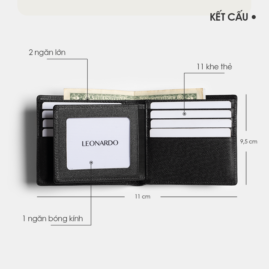 Mô tả Ví Da Nam Mercury Chất Liệu Da Taiga Thương Hiệu LEONARDO - 5