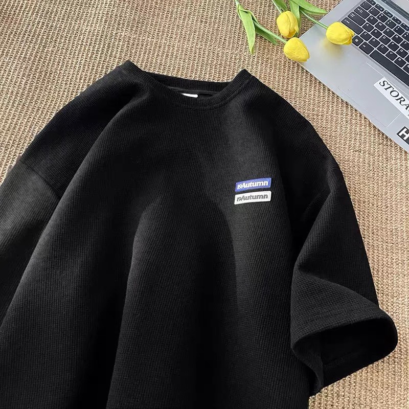Mô tả ÁO THUN 19Autumn NAD Unisex Áo phông nam nữ tay lỡ oversize form rộng chất liệu cotton dệt tổ ong thoáng mát - 2