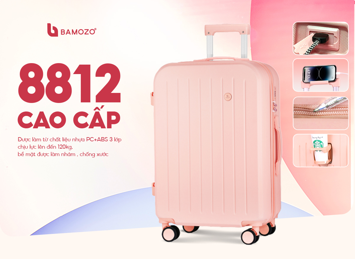 Mô tả Vali Du Lịch Bamozo 8812 Thời Trang Size 20/24 - 1