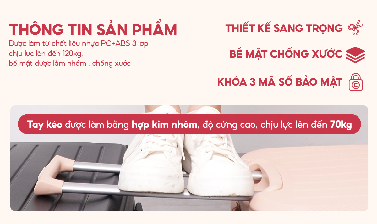 Mô tả Vali Du Lịch Bamozo 8812 Thời Trang Size 20/24 - 3