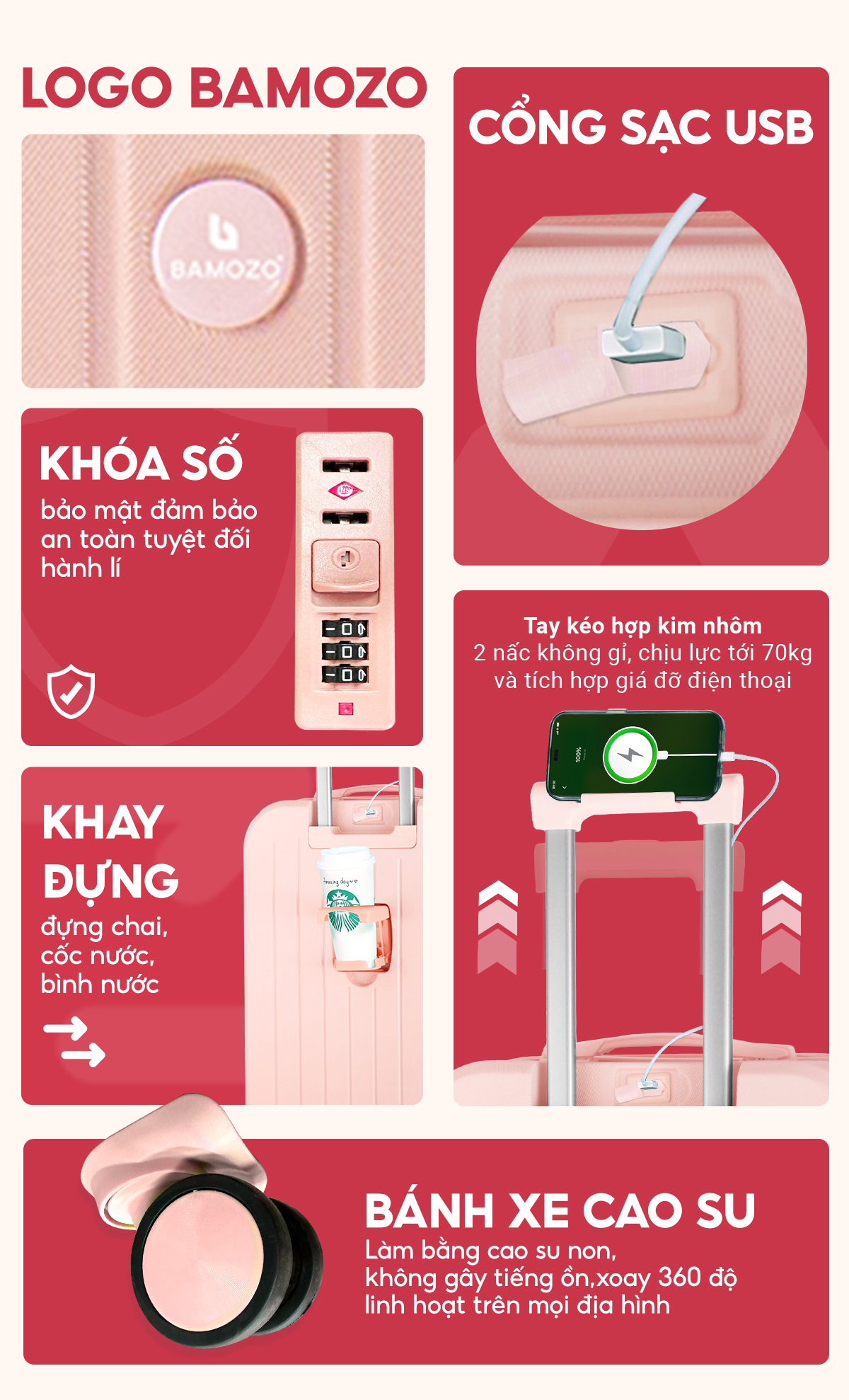 Mô tả Vali Du Lịch Bamozo 8812 Thời Trang Size 20/24 - 4