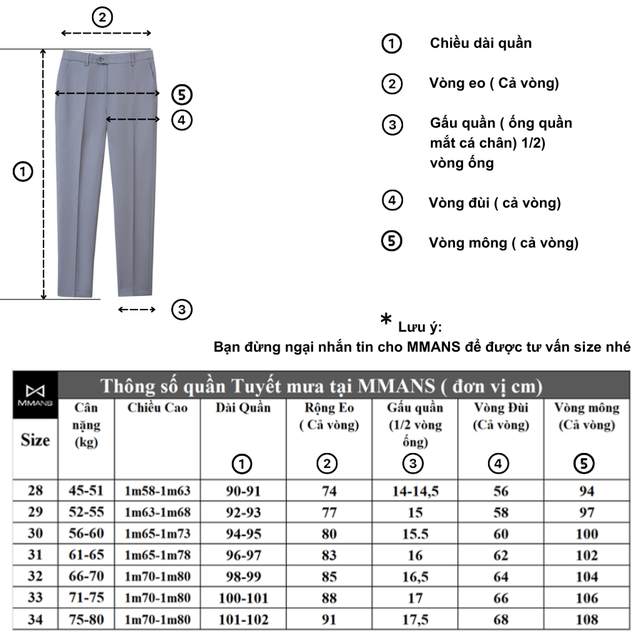 Quần âu nam MMANS ống côn dáng ôm body