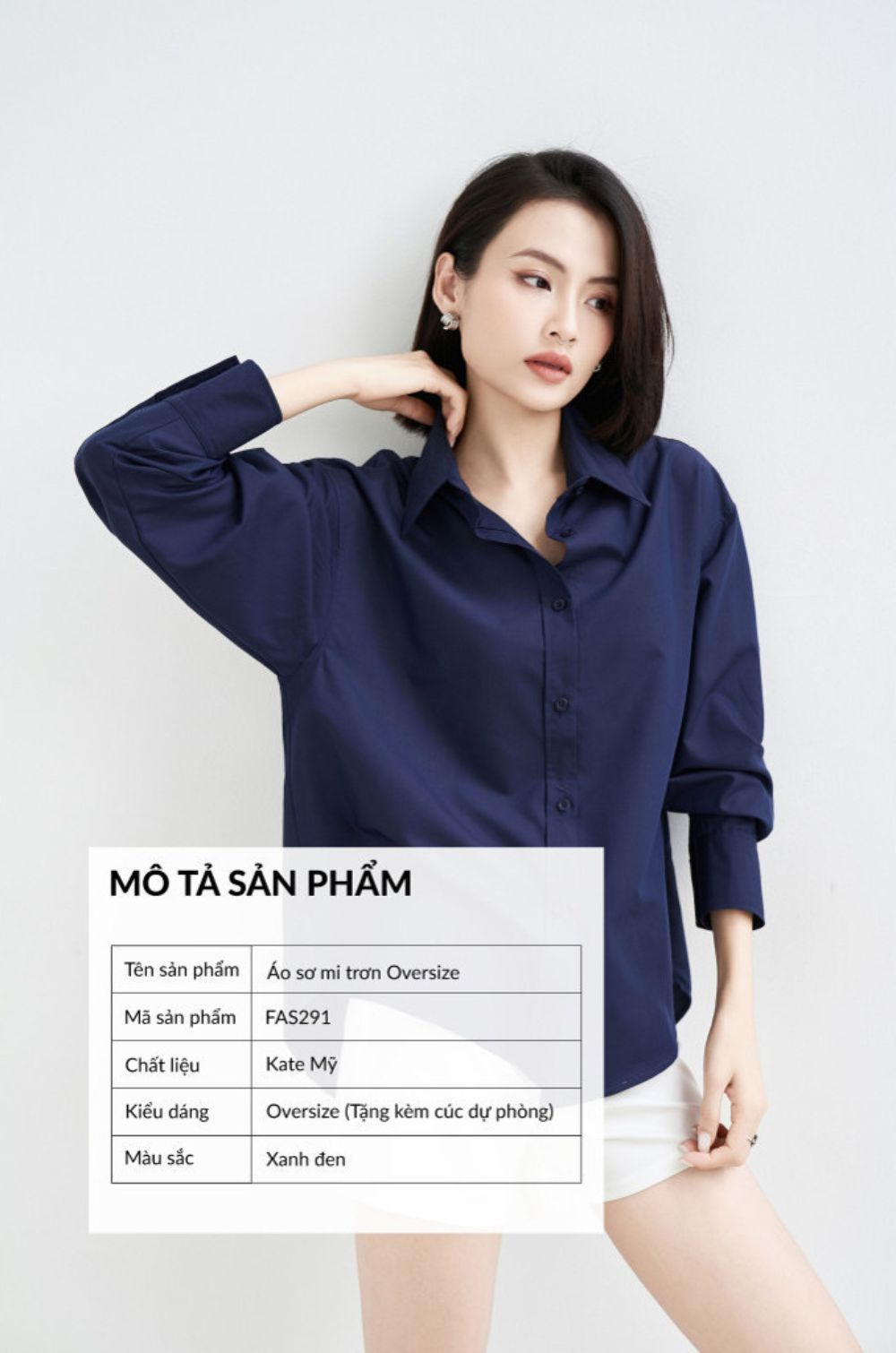 Áo sơ mi nữ GILLEE FAS291 dáng oversized