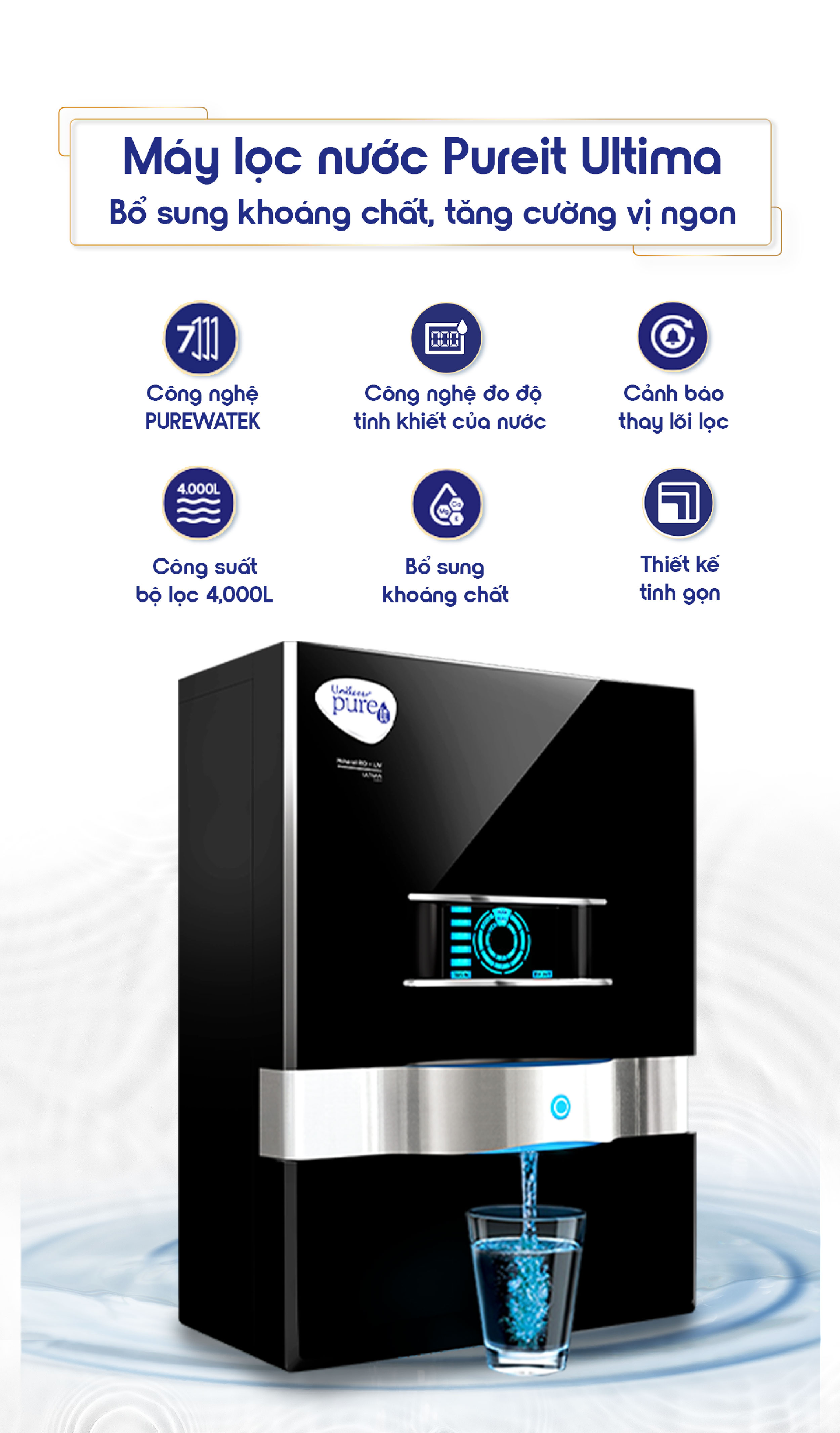 Máy lọc nước Pureit Ultima Đen treo tường