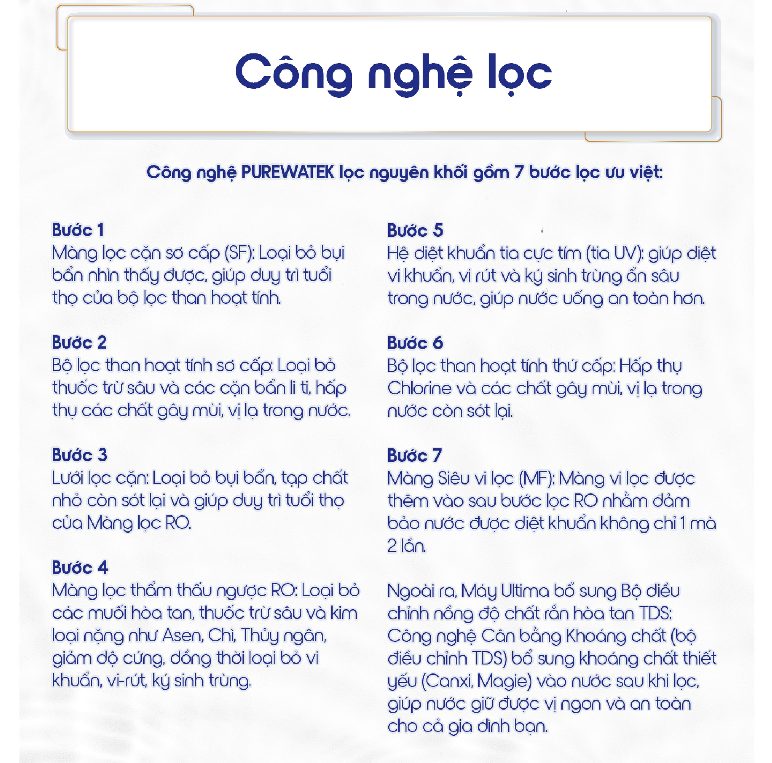 Các bước lọc Pureit Ultima