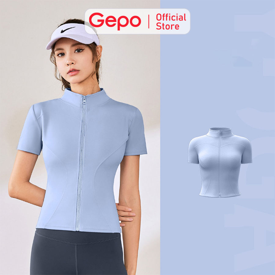 Mô tả Áo khoác nữ thể thao tay ngắn tập gym,yoga,ôm body chất thun lạnh co giãn 4 chiều GEPO GP231 - 1