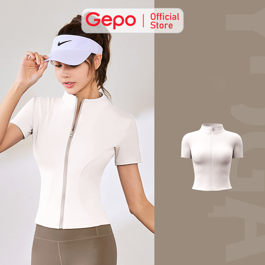 Mô tả Áo khoác nữ thể thao tay ngắn tập gym,yoga,ôm body chất thun lạnh co giãn 4 chiều GEPO GP231 - 3
