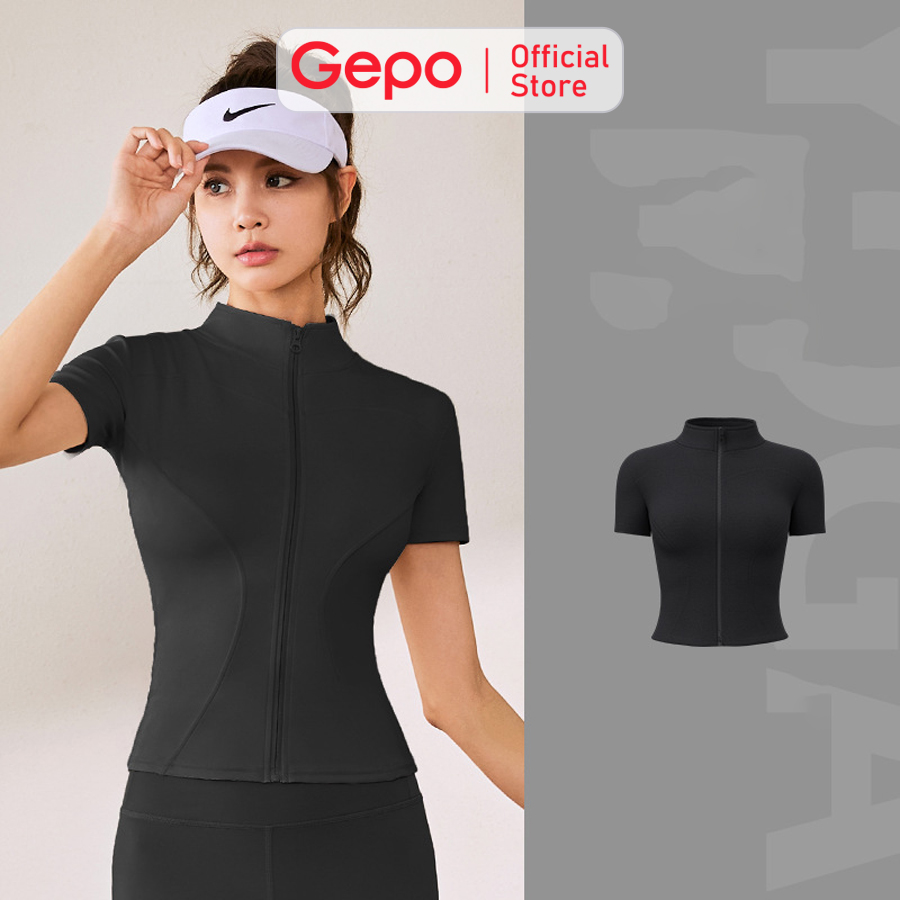 Mô tả Áo khoác nữ thể thao tay ngắn tập gym,yoga,ôm body chất thun lạnh co giãn 4 chiều GEPO GP231 - 2