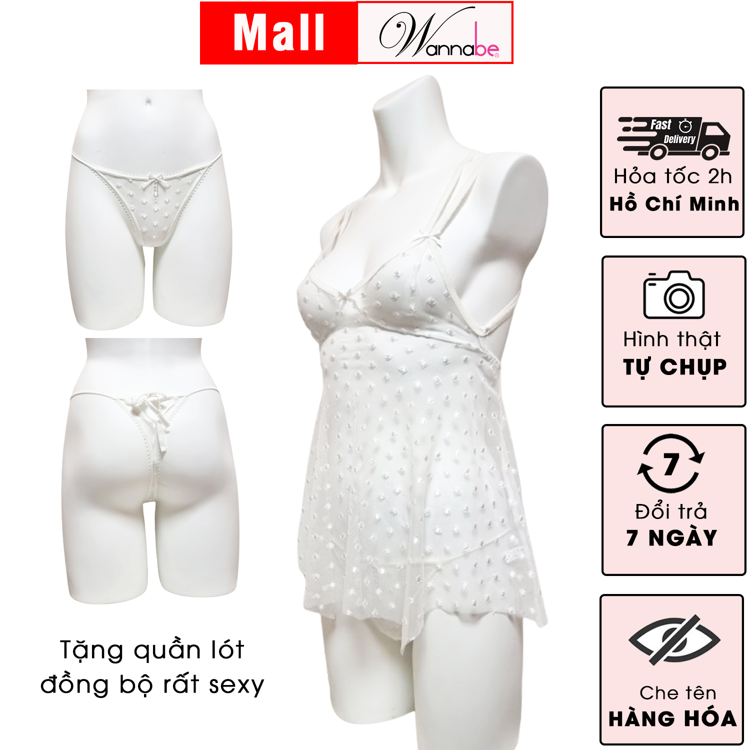 Đầm ngủ WANNABE DNC15 có thể phối 3 kiểu mặc