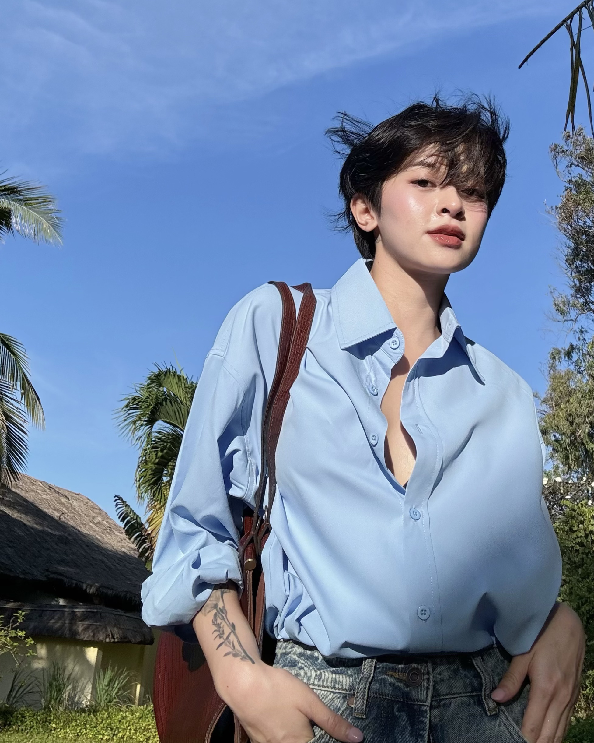 Áo sơ mi nữ GILLEE dáng oversized