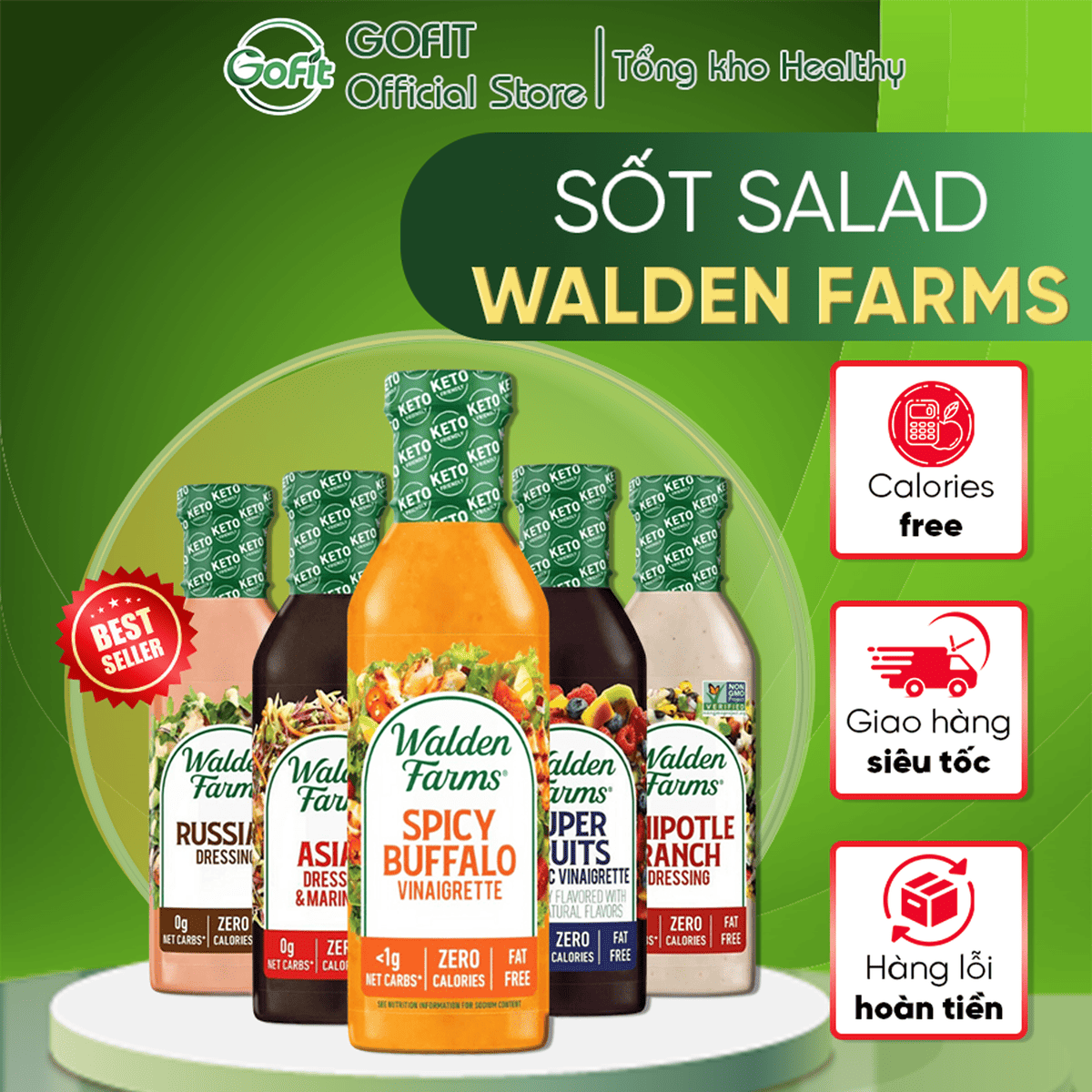 Sốt Salad Ăn Kiêng Không Calo Walden Farms Thousand Island 355ml Gofit