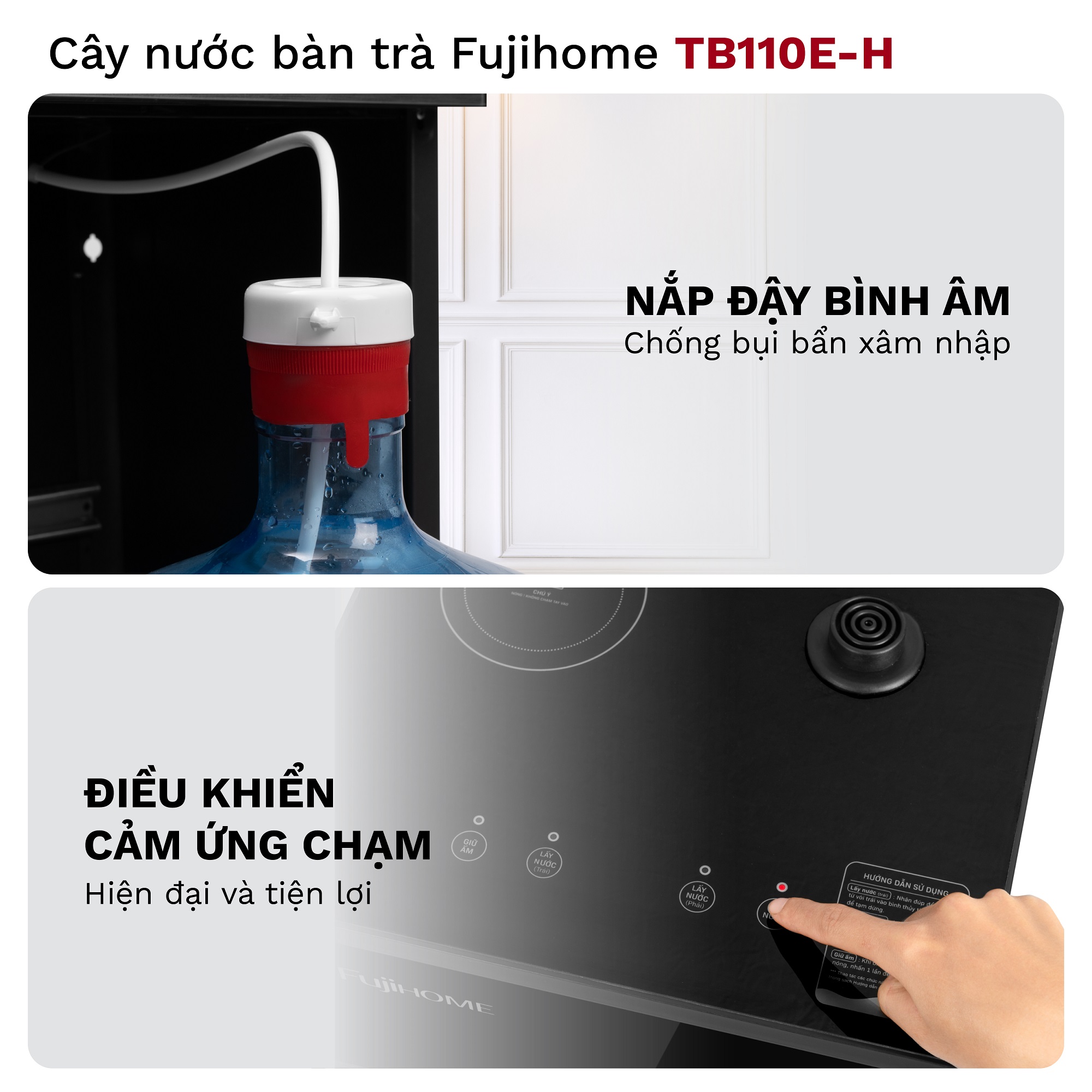 Mô tả Máy nước nóng bàn trà FUJIHOME TB110E-H Điều khiển từ xa - Cài đặt nhiệt độ sôi -Giữ ấm 50 độ 24 giờ - 6