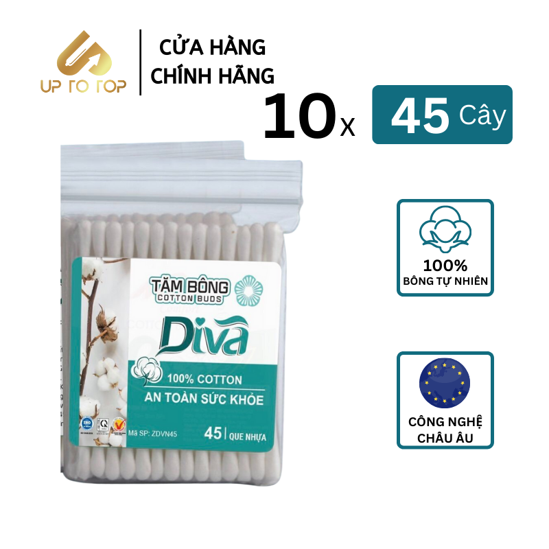 Mô tả Tặng thêm 2 gói khi mua 10 gói Tăm bông kháng khuẩn Diva 100% Bông Tự Nhiên - 1