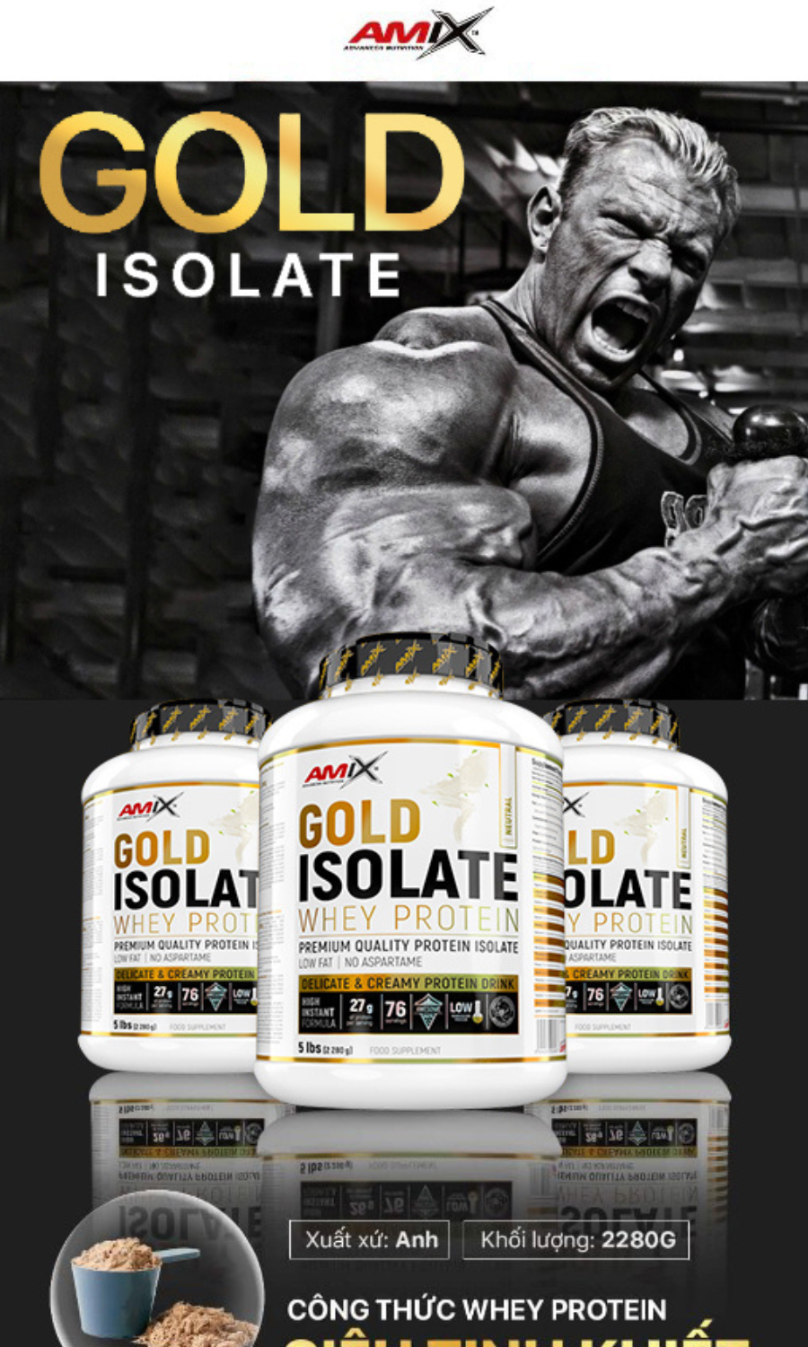 Sữa Tăng Cơ Bắp Amix Gold Isolate Whey Protein 5lbs Chính Hãng Shopee Việt Nam 0906