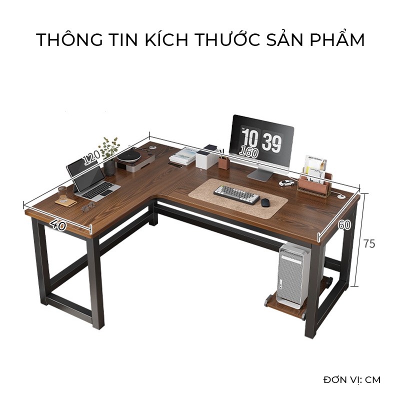 Mô tả Bàn làm việc bàn gaming chữ L mặt bàn dày 25mm khung thép chống ghỉ phủ sơn tĩnh điện thương hiệu IGA - Gm126 - 7