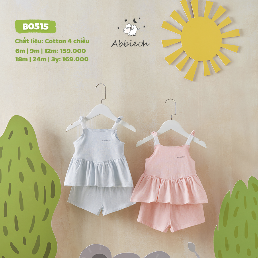 Mô tả Bộ quần áo hai dây bé gái ABBIEOH kiểu dáng baby cách điệu cho bé 0-3 tuổi BO767 BO515 BO620 BO770 - 3