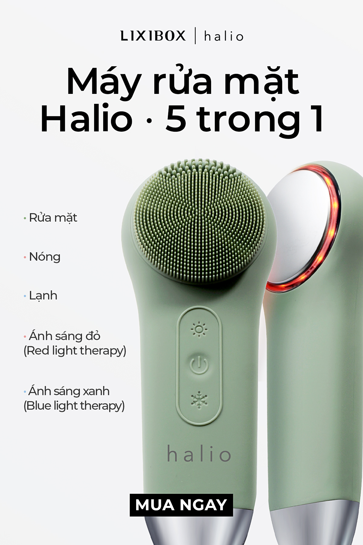 Mô tả [SPLIVE] Máy Rửa Mặt Massage Tích Hợp Liệu Pháp Ánh Sáng và Nhiệt Halio Multi-task Cleansing & Massaging Device - 1