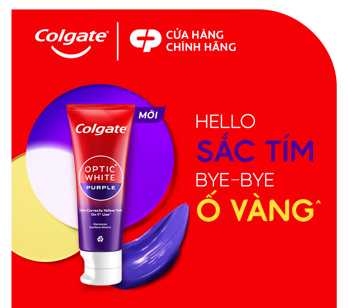 Mô tả Kem Đánh Răng Colgate trắng răng Optic White Purple 100g công nghệ sắc tím, trung hòa ố vàng tức thì - 1