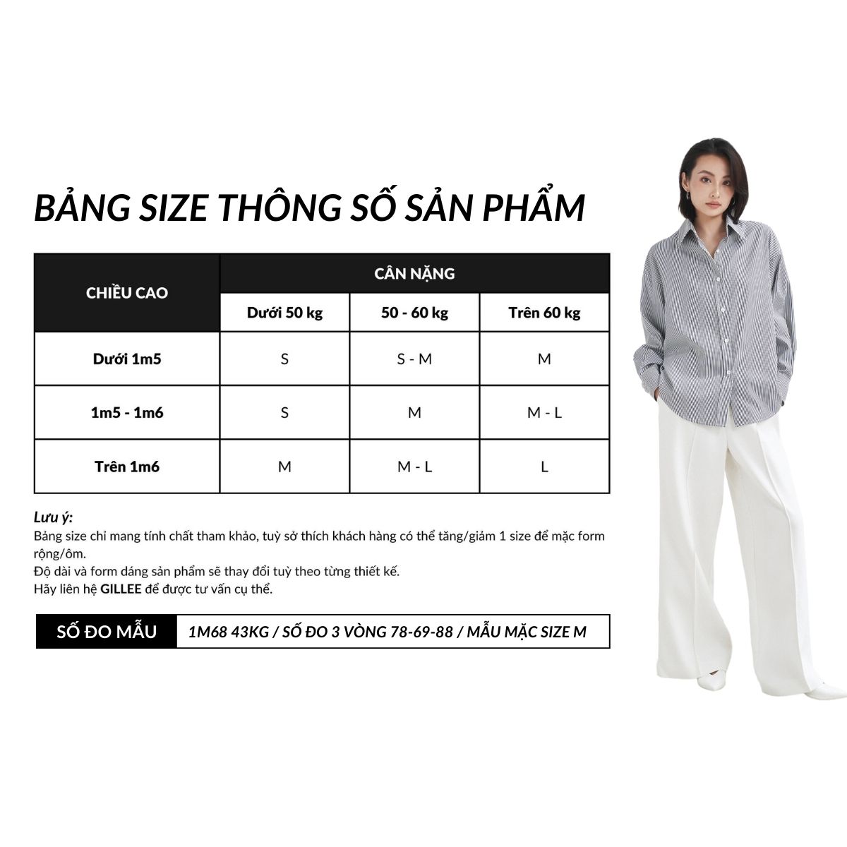 Mô tả Áo sơ mi nữ tay dài GILLEE sơ mi kẻ sọc oversized nhiều màu, sơ mi form rộng cao cấp chống nhăn FAS292 - 10