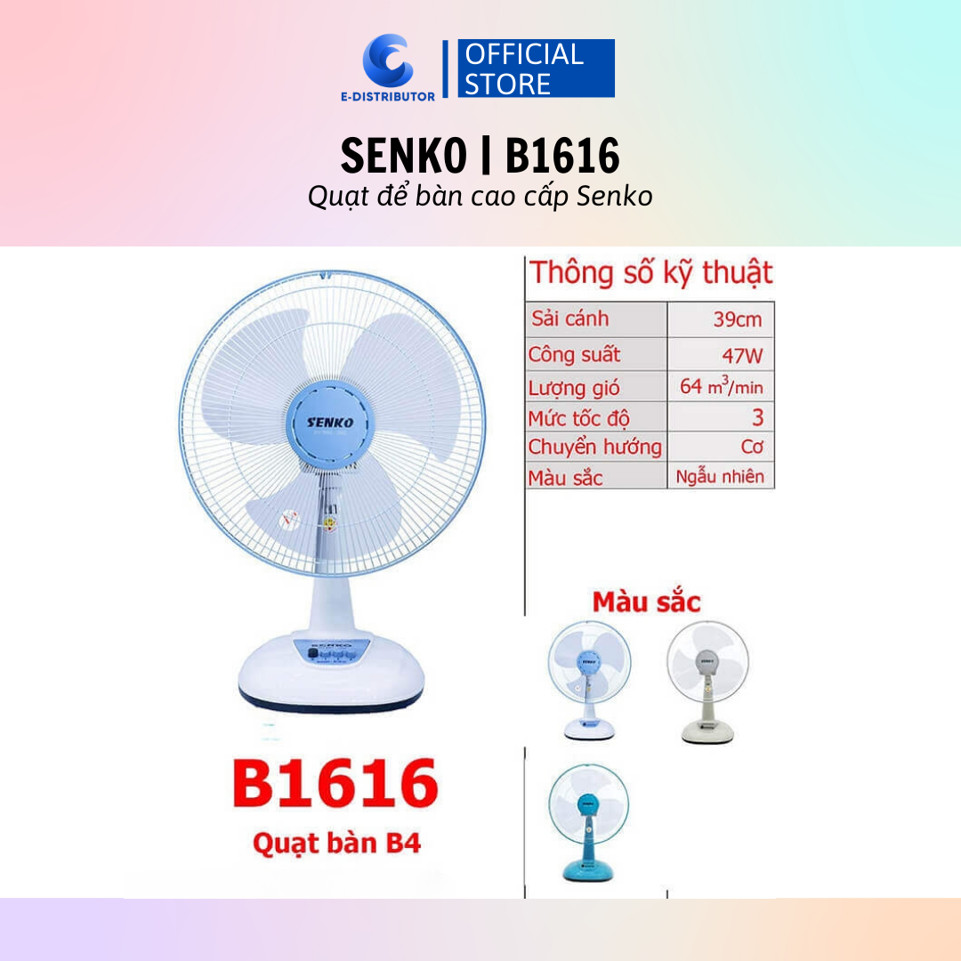 Mô tả Quạt bàn B4 Senko B1612/B1616 - Giao màu ngẫu nhiên - Hàng Chính Hãng - 2