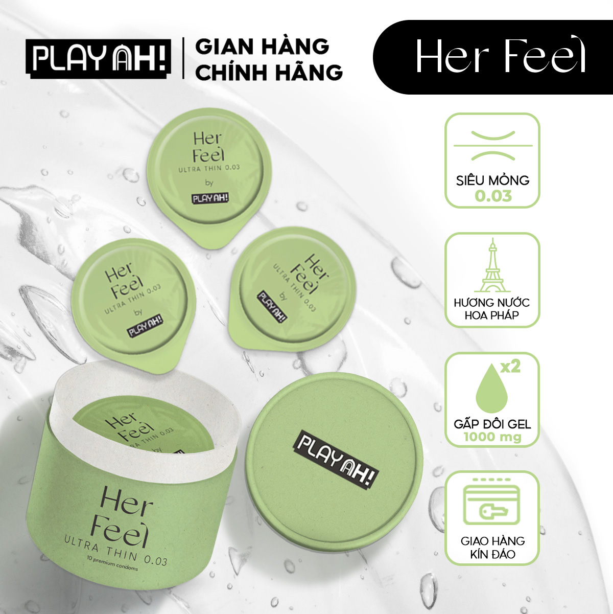Mô tả Combo Gel Bôi Trơn 100ml + Bao Cao Su PlayAh Hộp 10 Siêu Mỏng 0.03, Kéo Dài Thời Gian, Thêm Gai, Ôm Khít - 7