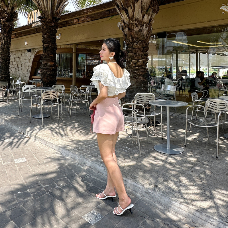 Mô tả Quần Short MARC FASHION Linen Túi Xéo Nhấn Li Trước - CBST015424 - 7