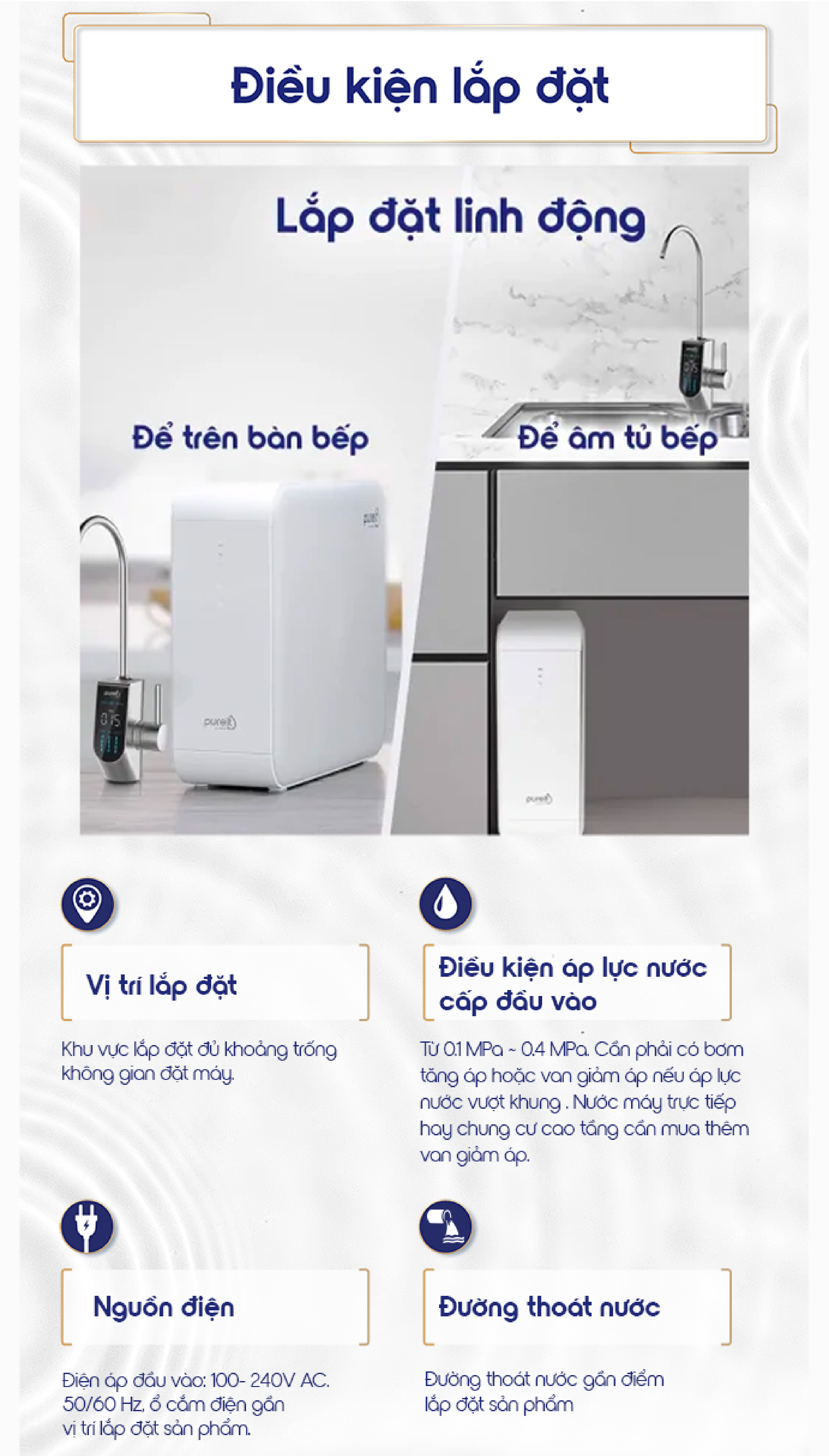 Mô tả ] Máy lọc nước Pureit Delica UR5840 + Lọc thô trong suốt âm tủ bếp - 6