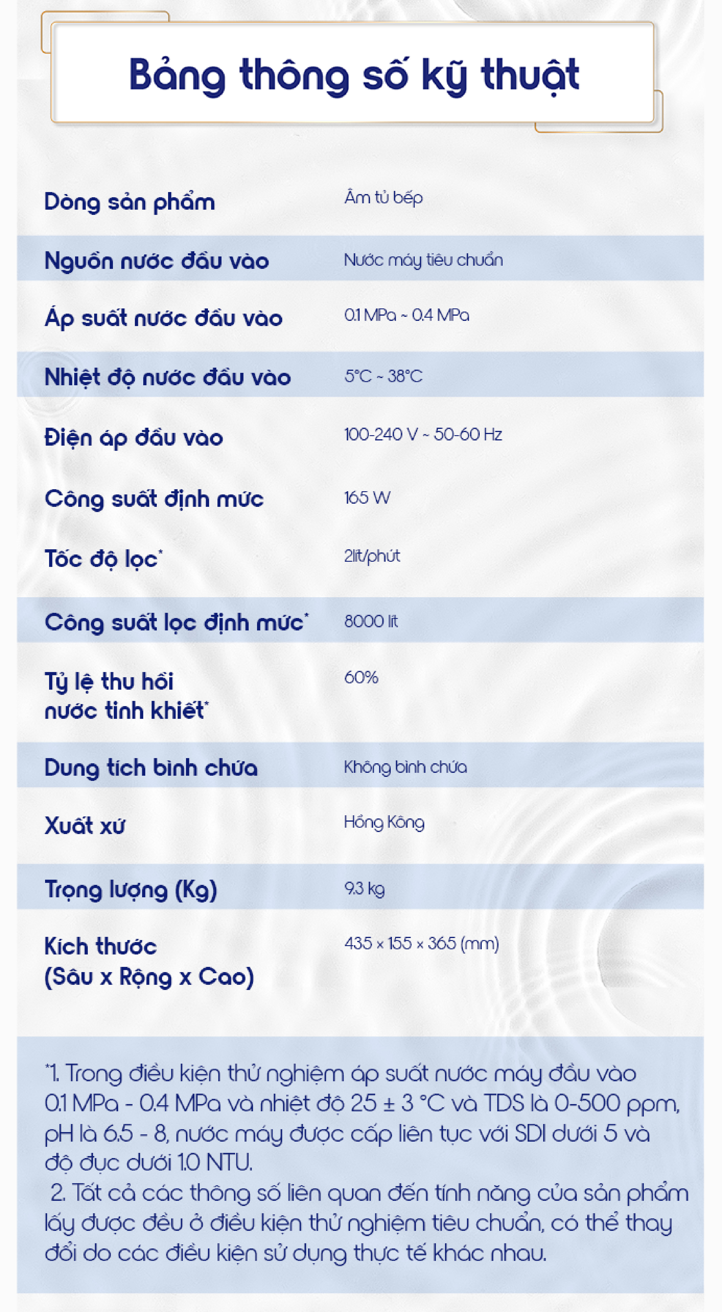Mô tả ] Máy lọc nước Pureit Delica UR5840 + Lọc thô trong suốt âm tủ bếp - 8