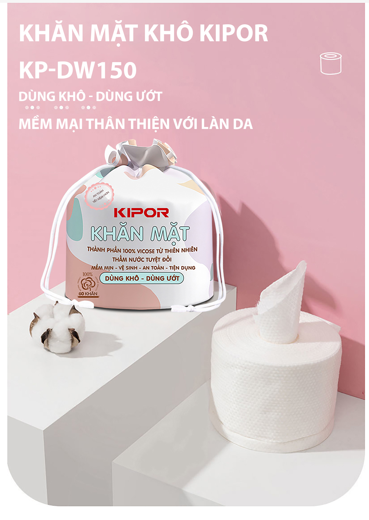 Khăn mặt khô Kipor 1