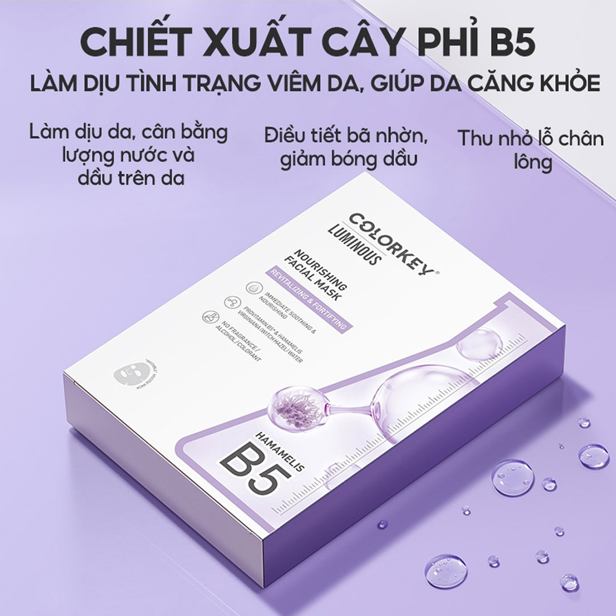 Mô tả Hộp Mặt Nạ Colorkey Dưỡng Ẩm, Mờ Thâm, Sáng Da, Giảm Mụn Tím, Vàng, Hồng, Xanh Lá, Cam 25ml/Miếng - 2