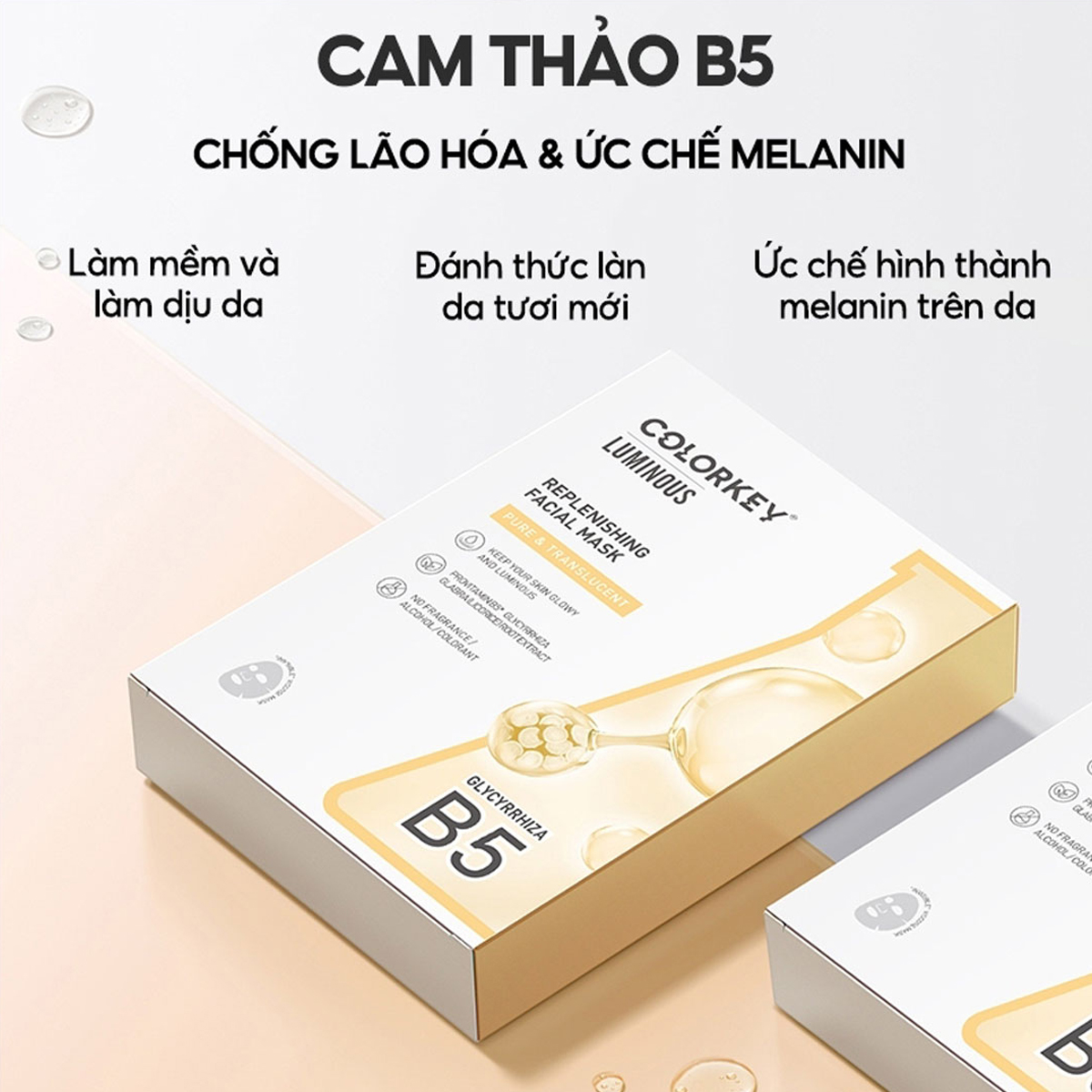 Mô tả Hộp Mặt Nạ Colorkey Dưỡng Ẩm, Mờ Thâm, Sáng Da, Giảm Mụn Tím, Vàng, Hồng, Xanh Lá, Cam 25ml/Miếng - 3