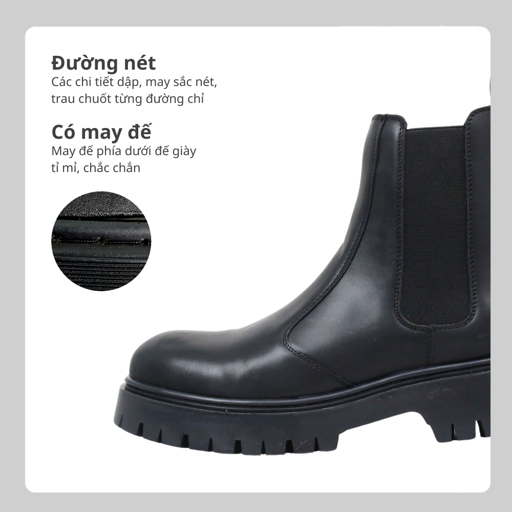 Mô tả Giày chelsea da lì INICHI G1113 đế chunky tăng chiều cao, có may đế - 3