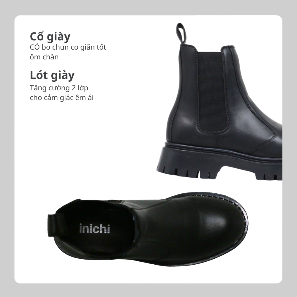 Mô tả Giày chelsea da lì INICHI G1113 đế chunky tăng chiều cao, có may đế - 4