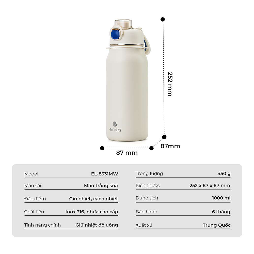 Mô tả Bình giữ nhiệt inox 316 Elmich EL8331 dung tích 1L - 10