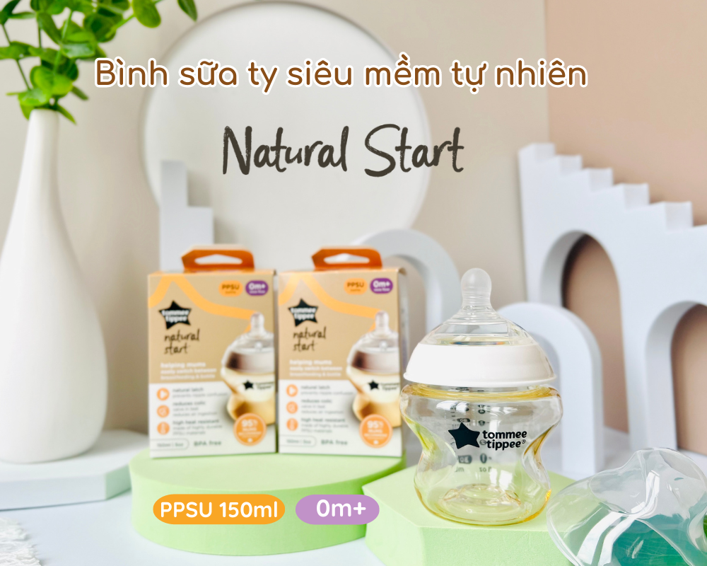 Mô tả Bình Sữa PPSU Ty Siêu Mềm Tự Nhiên Tommee Tippee Natural Start 150ml, Núm Ty Của Bình 0-3 Tháng - 1