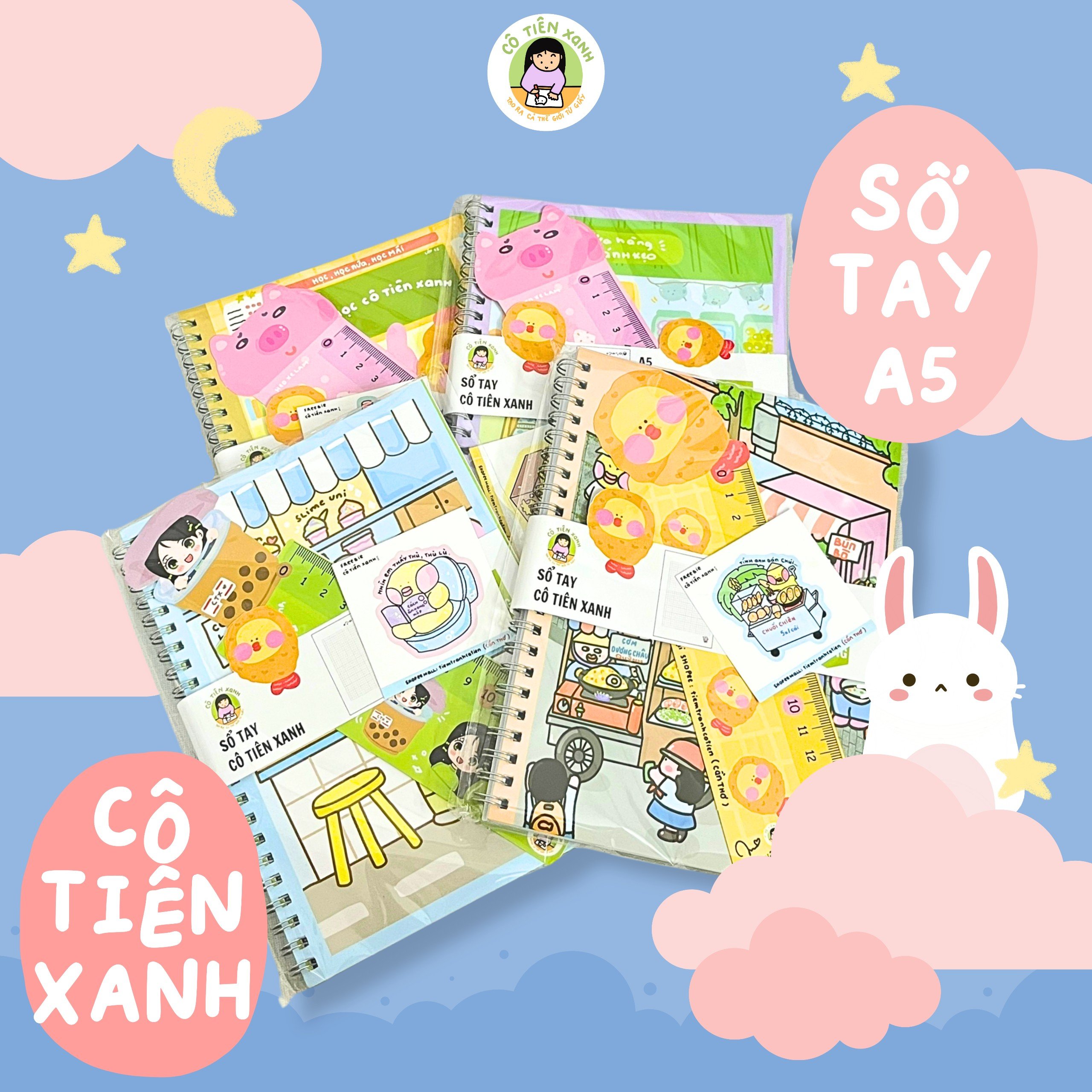[Chính Hãng] SỔ TAY CÔ TIÊN XANH A5 KÈM STICKER ĐÁNG YÊU | Shopee Việt Nam