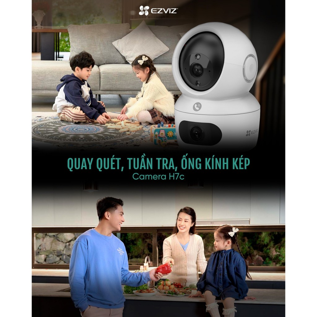 Mô tả Camera wifi 2 mắt kép trong nhà ezviz H7C 8M cực nét 2k + gọi video call xoay 360 độ - 2
