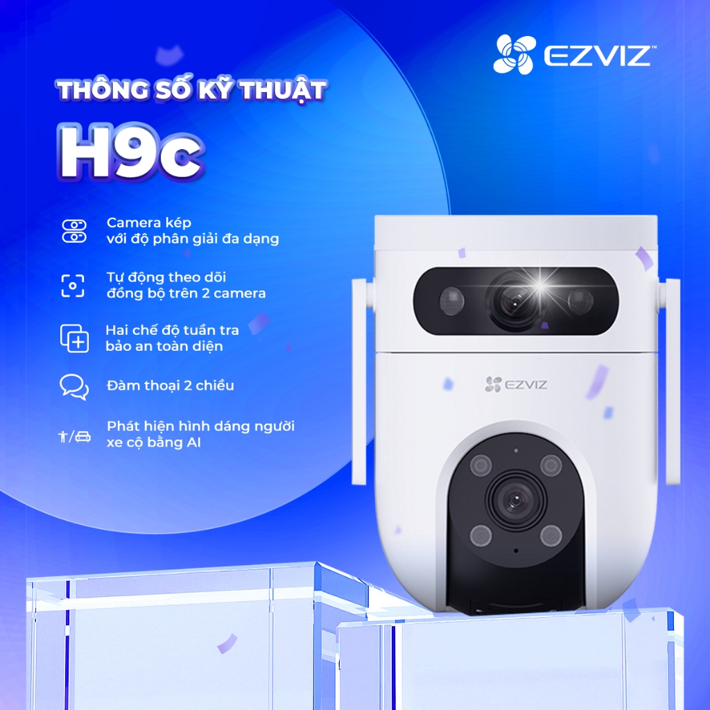 Mô tả Camera ezviz ngoài trời 2 mắt kép dual camera 10MP H9C và 6M chống nước xoay 360 độ - 1