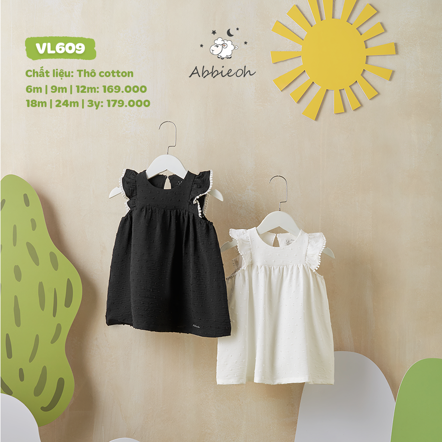 Mô tả Váy sát nách bé gái ABBIEOH cotton tay bèo họa tiết vintage cho bé 0-3 tuổi VL787 VL606 VL609 VL634 VL755 - 4