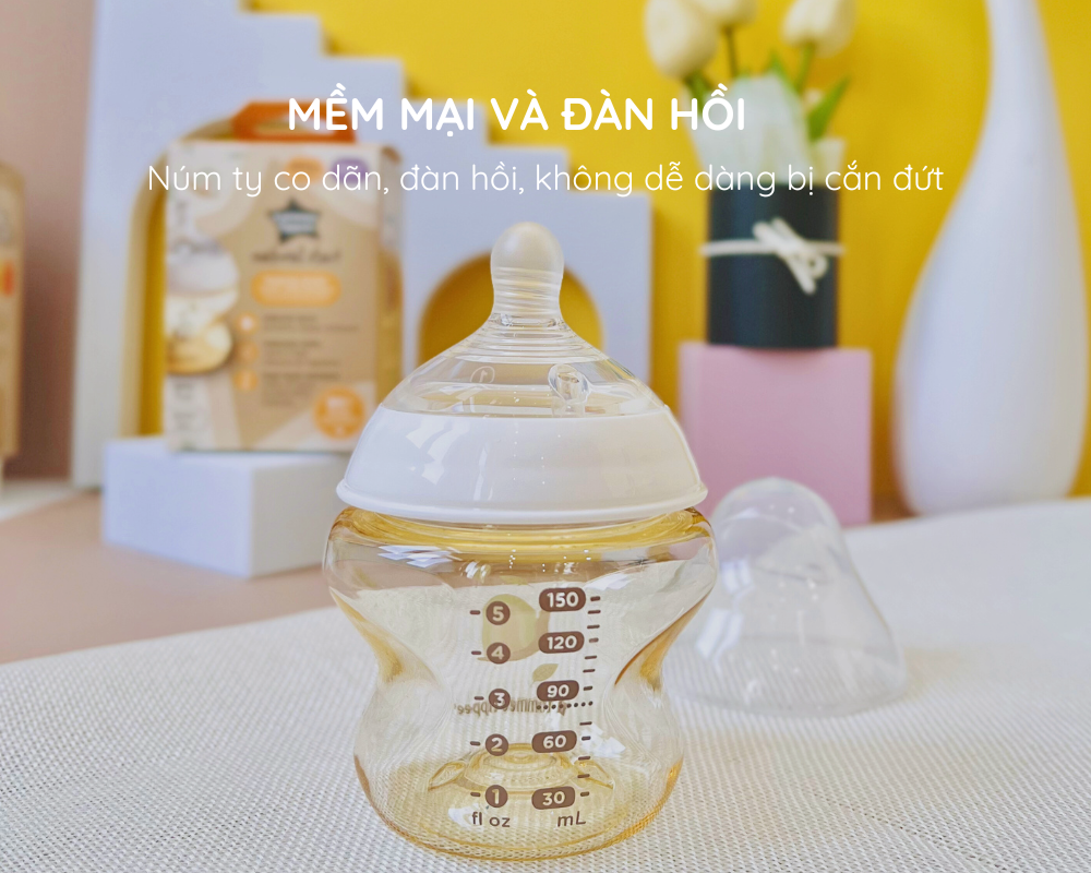 Mô tả Bình Sữa PPSU Ty Siêu Mềm Tự Nhiên Tommee Tippee Natural Start 150ml, Núm Ty Của Bình 0-3 Tháng, Họa Tiết - 3