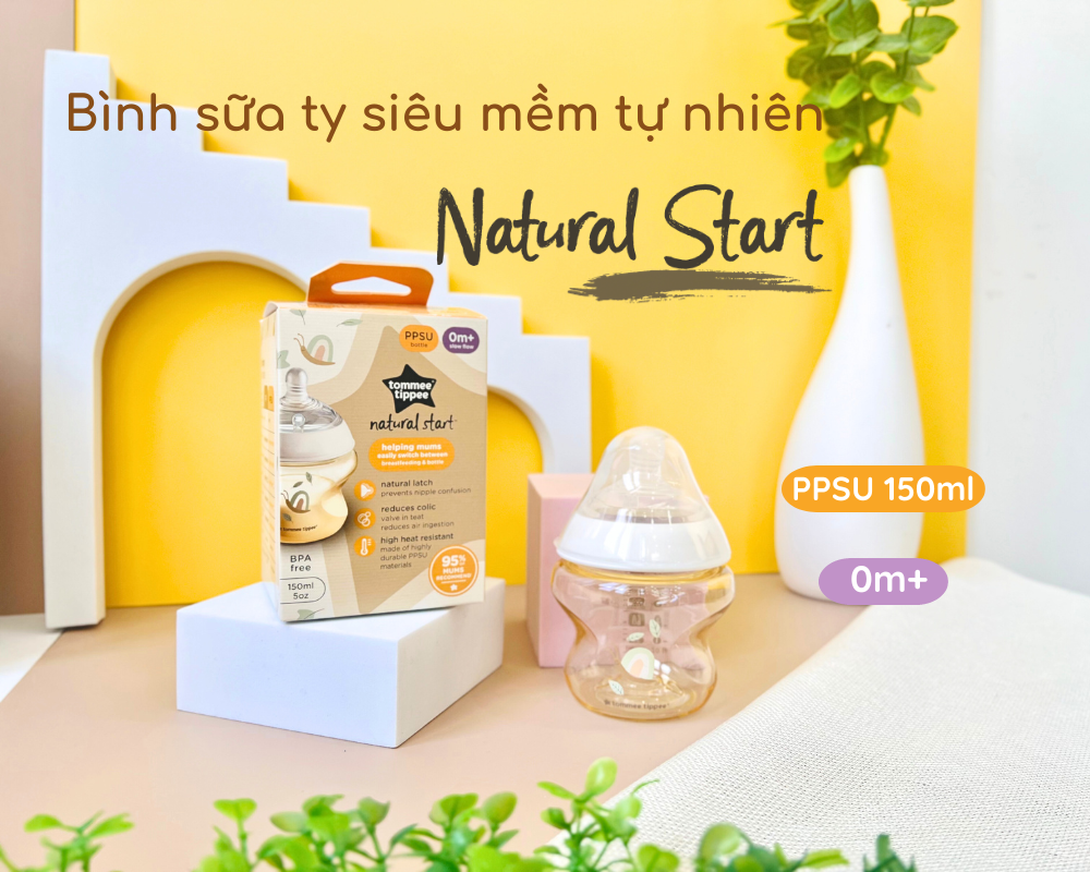 Mô tả Bình Sữa PPSU Ty Siêu Mềm Tự Nhiên Tommee Tippee Natural Start 150ml, Núm Ty Của Bình 0-3 Tháng, Họa Tiết - 2