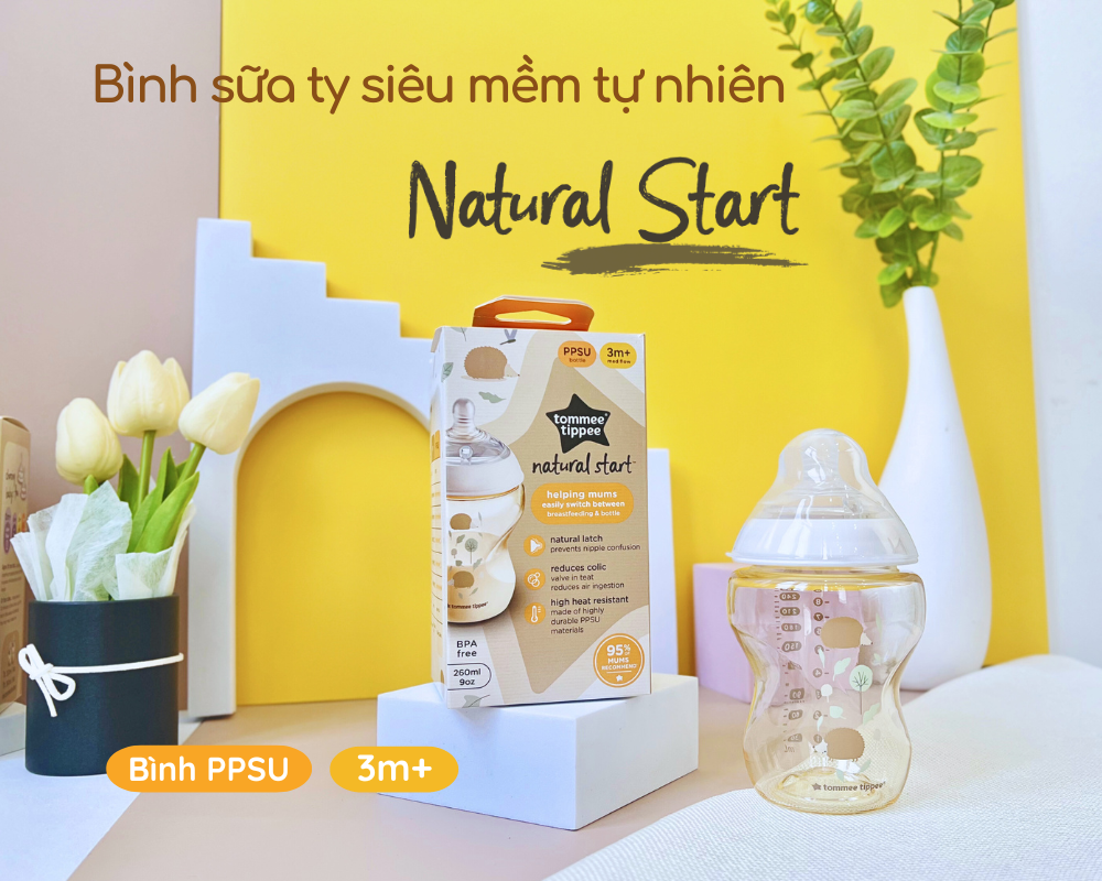 Mô tả Bình Sữa PPSU Ty Siêu Mềm Tự Nhiên Tommee Tippee Natural Start 260ml, Núm Ty Của Bình 3-6 Tháng, Họa Tiết - 2