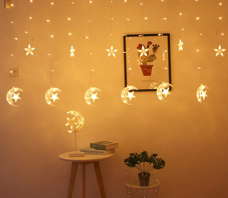 Rèm Đèn Led Trang Trí 3M Thả Rủ Ngôi Sao May Mắn , Màn Thả Đèn Trang ...
