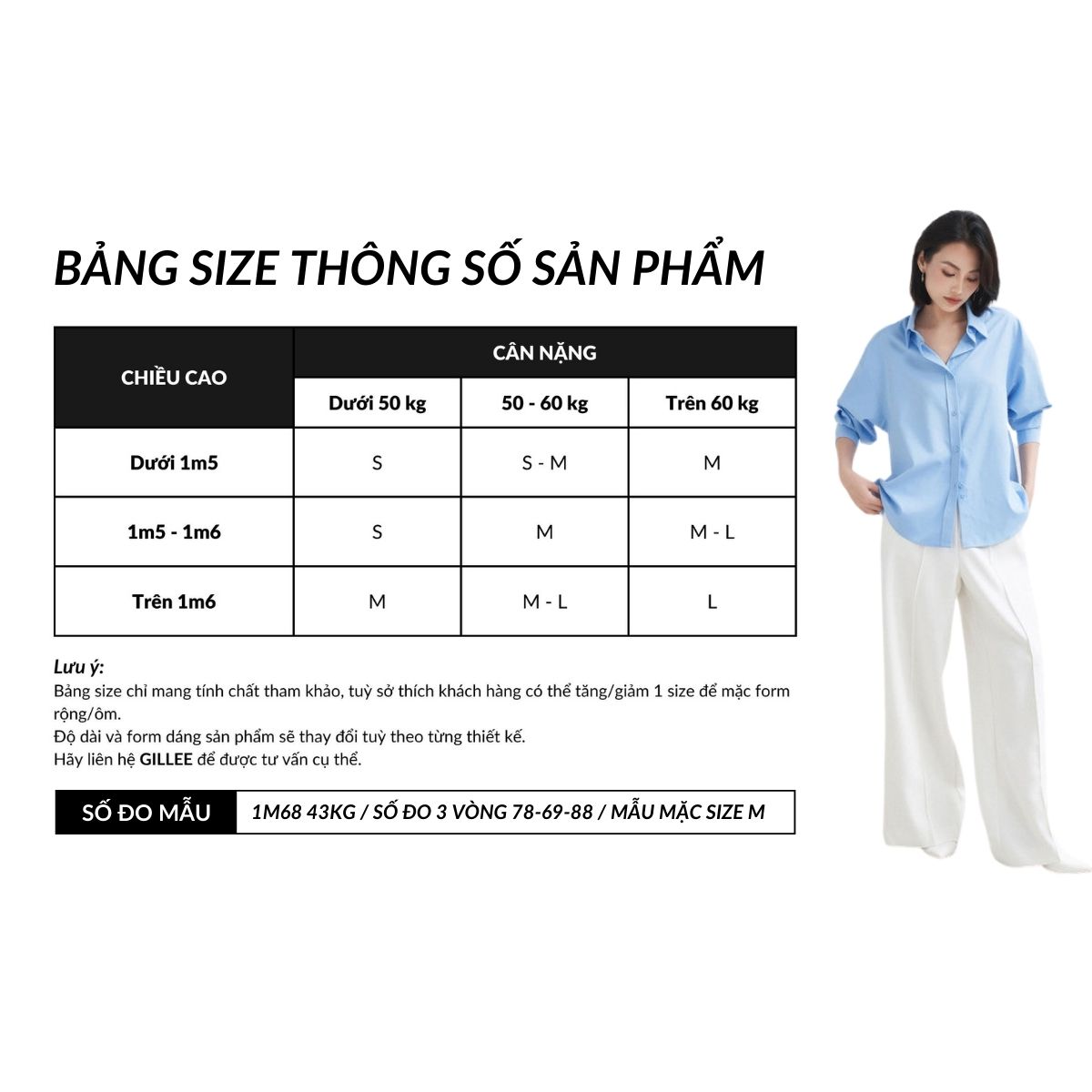 Áo sơ mi nữ GILLEE dáng oversized