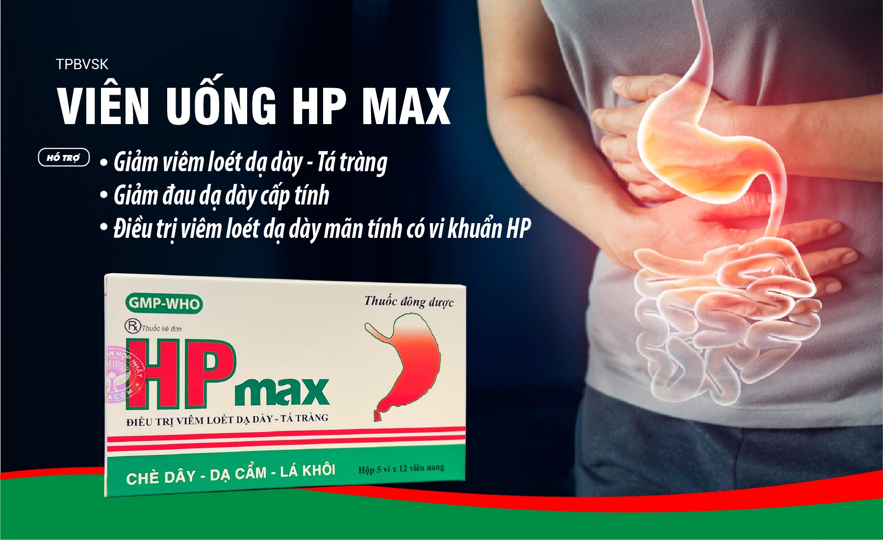 Mô tả Viên uống HP Max hỗ trợ giảm viêm loét dạ dày – tá tràng (hộp 60 viên) chính hãng - 1