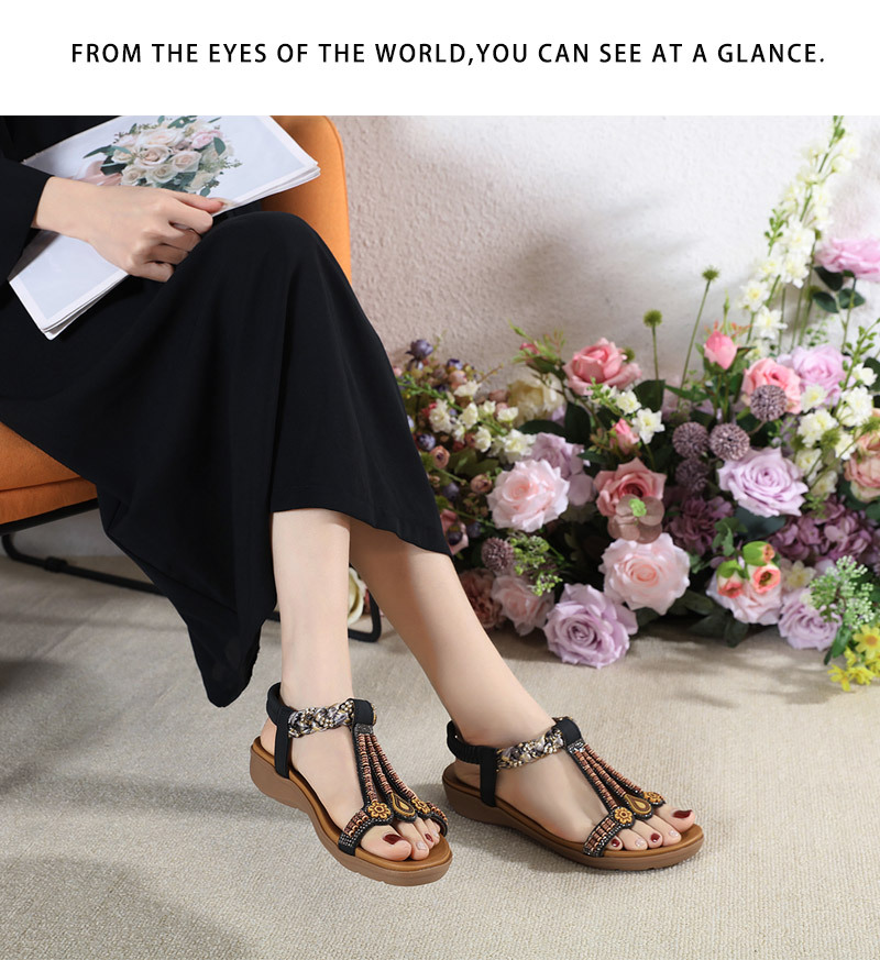 Mô tả Giày Sandal Nữ, Xăng Đan Đế Bằng Quai Hậu Dây Quai Phối Hoa Đế Cao 3Cm Phù Hợp Đi Học Đi Làm Đi Chơi - 12